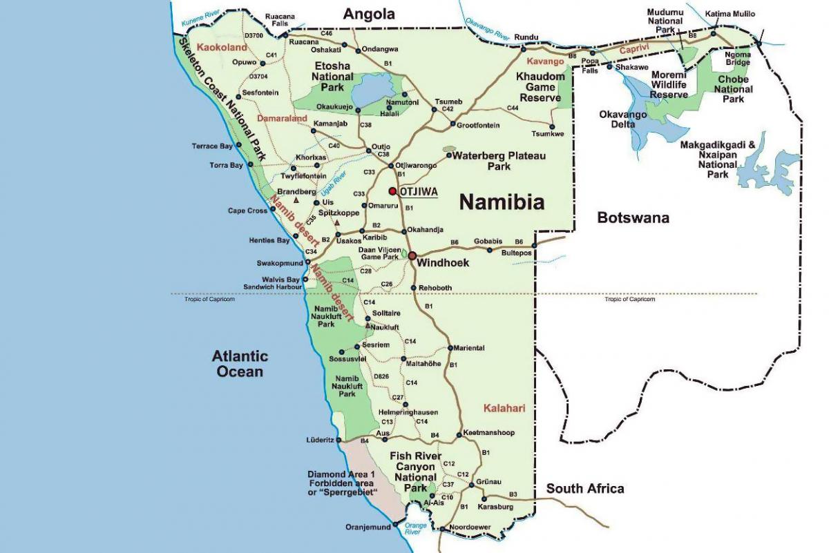 на карті Намібії