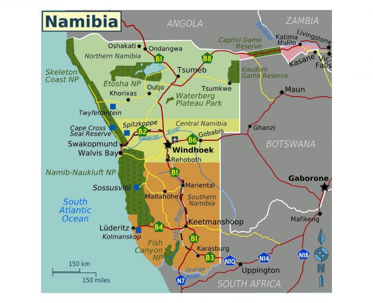 Карта Північної Намібії 