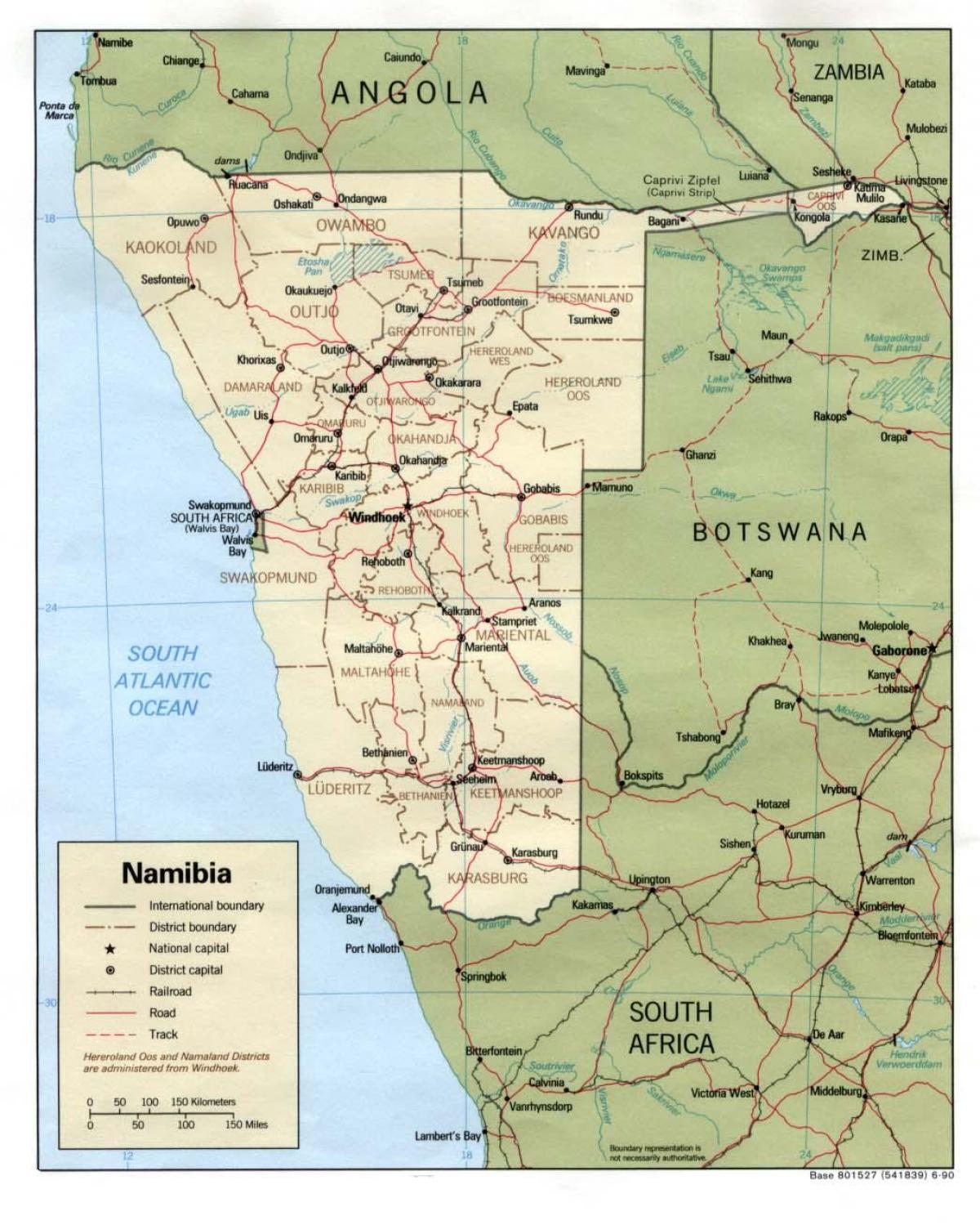 Намібійської карту з усіма містами