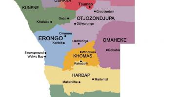 Карта Намібії з регіонами